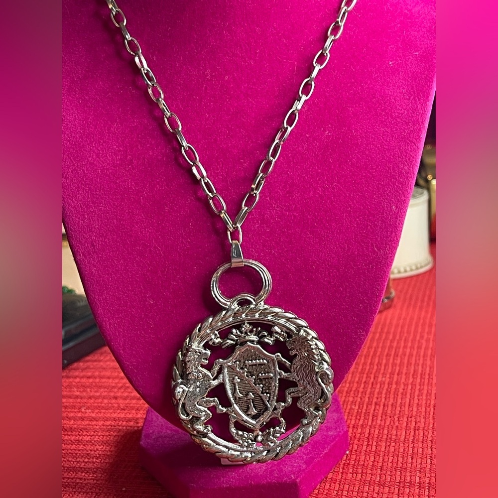 Vintage heraldic coat of arms coin necklace
